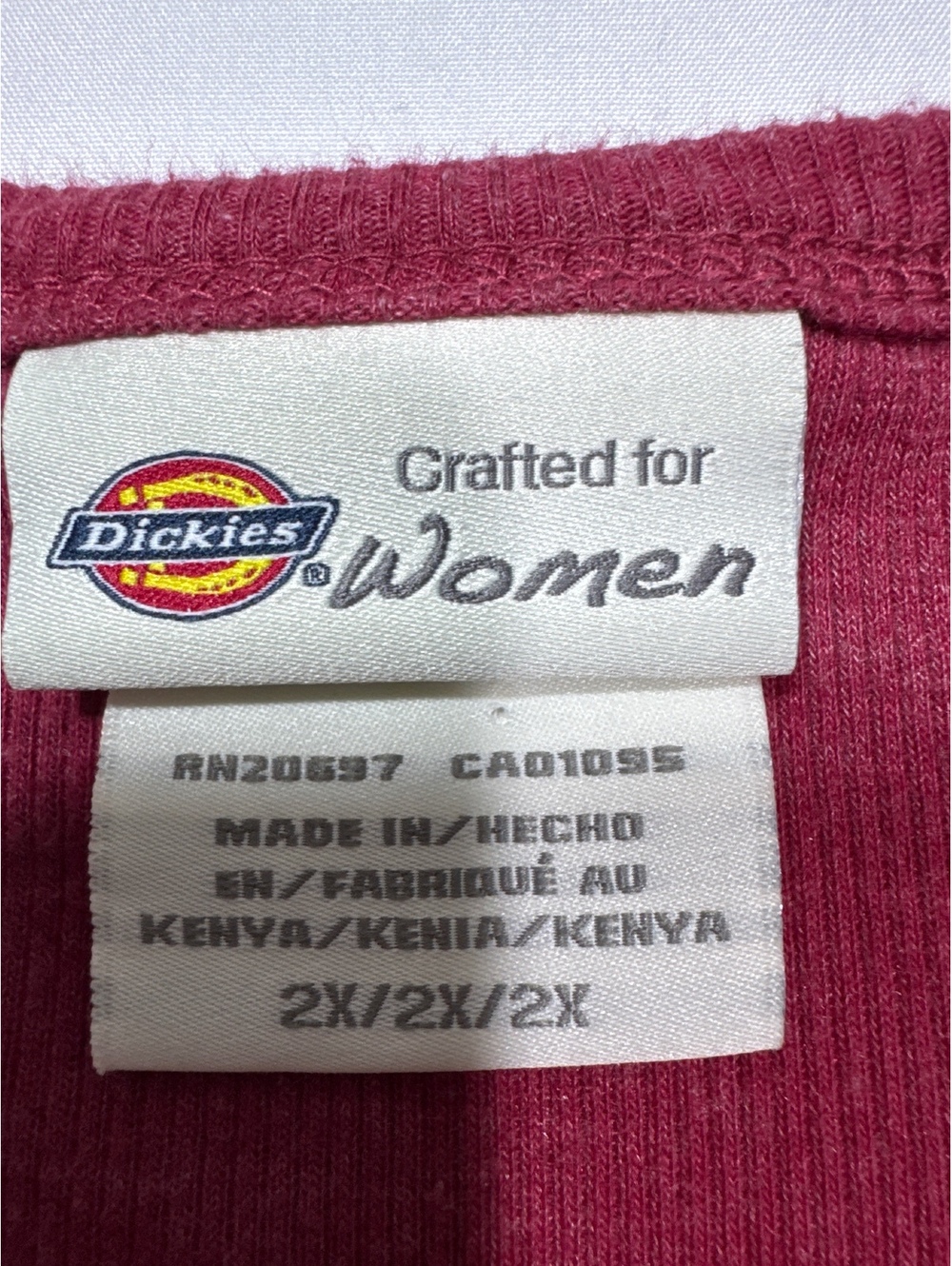 Dickies Women's 2X Long Sleeve Henley Top in Burgundy - Cozy - Picture 2 of 5